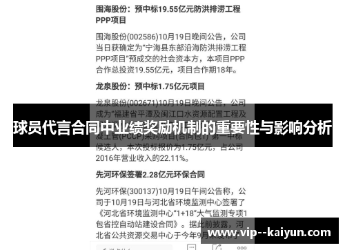 球员代言合同中业绩奖励机制的重要性与影响分析